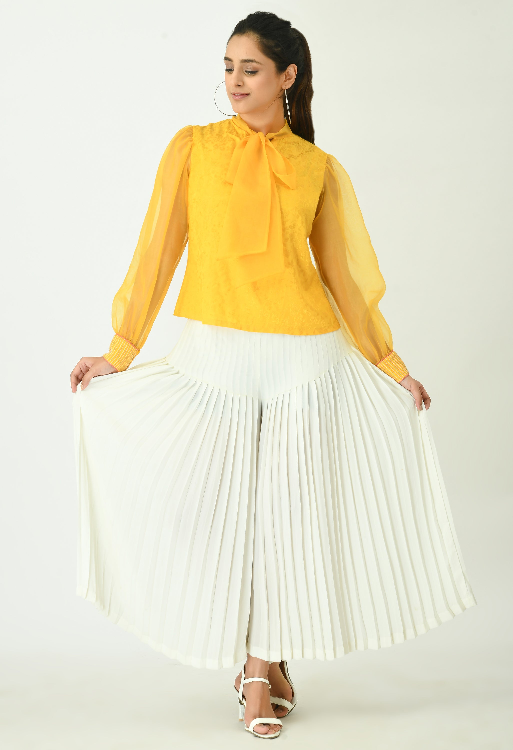Sunshine Yellow Jacquard Top | Sunshine Yellow Top for women